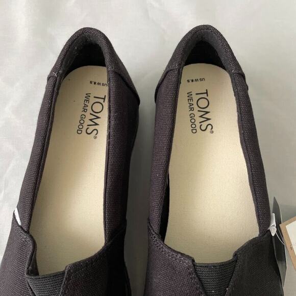 Toms Alpargata Alp Midform Platform Womens Size 8.5 Black Canvas Slip On Shoes - Picture 4 of 7